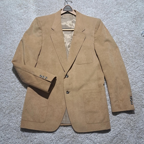 KINGSRIDGE VTG Tan Ultra-Suede 2-Bottom Blazer Sports Jacket 40R - Picture 1 of 6